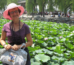 Judith with 1991 Travel Bug Bag